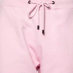 Pre Owned Kenzo Pink Cotton Rib Knit Detailed Logo Printed Sweatpants L