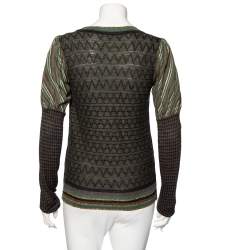 مملوكة مسبقًا Kenzo Multicolor Patterned Lurex Wool Knit Button Front Cardigan S