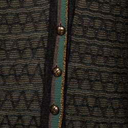 مملوكة مسبقًا Kenzo Multicolor Patterned Lurex Wool Knit Button Front Cardigan S