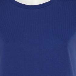 Pre Owned Kenzo Blue Cotton Logo Band Detailed Short Sleeve Midi T-Shirt Dress S 