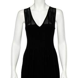 Pre Owned Kenzo Black Knit Cut-Out Detail Pleated Midi Dress S
