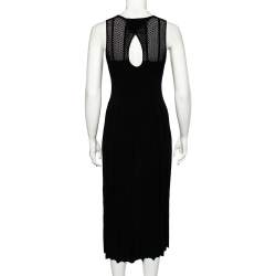 Pre Owned Kenzo Black Knit Cut-Out Detail Pleated Midi Dress S
