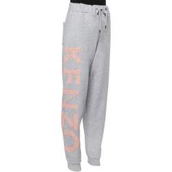 Pre Owned Kenzo Grey Logo Print Jersey Jogging Pants M