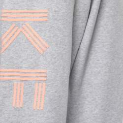 Pre Owned Kenzo Grey Logo Print Jersey Jogging Pants M