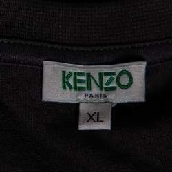 Pre Owned Kenzo Black Cotton Knit Logo Print Sleeve T-Shirt XL