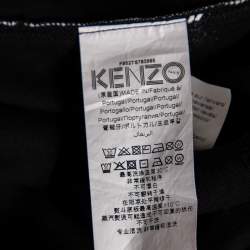 Pre Owned Kenzo Black Cotton Knit Logo Print Sleeve T-Shirt XL