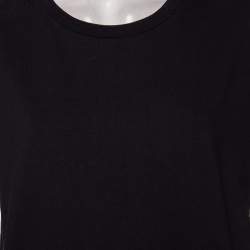 Pre Owned Kenzo Black Cotton Knit Logo Print Sleeve T-Shirt XL