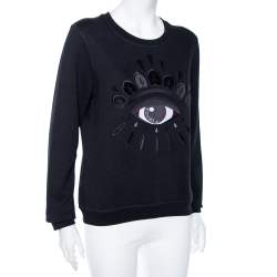 Pre Owned Kenzo Black Eye Embroidered Cotton Sweatshirt L