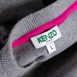 مملوكة مسبقًا Kenzo Grey Cotton Tiger Embroidered Crewneck Sweatshirt L