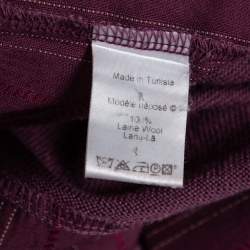 Pre Owned Kenzo Purple Wool Embroidered Detailed Long Sleeve Top S