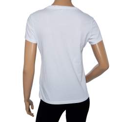 Pre Owned Kenzo White Cotton Logo Embroidered Short Sleeve T-Shirt M