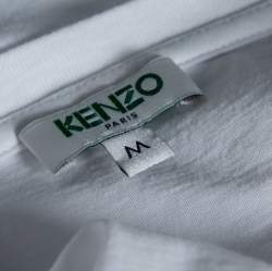 Pre Owned Kenzo White Cotton Logo Embroidered Short Sleeve T-Shirt M