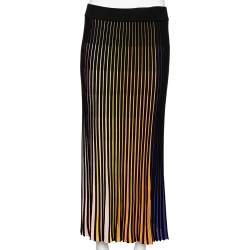 Pre Owned Kenzo Multicolor Rib Knit Midi Skirt XL