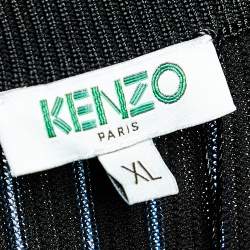 Pre Owned Kenzo Multicolor Rib Knit Midi Skirt XL