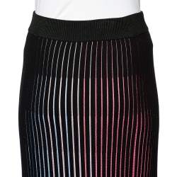Pre Owned Kenzo Multicolor Rib Knit Midi Skirt XL