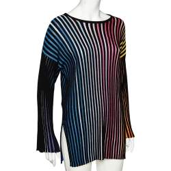 Pre Owned Kenzo Multicolor Striped Rib Knit Tunic L