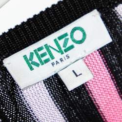 Pre Owned Kenzo Multicolor Striped Rib Knit Tunic L