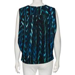 Pre Owned Kenzo Multicolor Printed Textured Sleeveless Top S