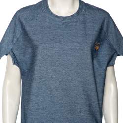 مملوكة مسبقًا Kenzo Navy Blue Cotton Knit Oversized T-Shirt M