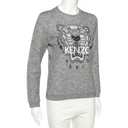 مملوكة مسبقًا Kenzo Jungle Grey Slub Terry Tiger Embroidered Sweatshirt M