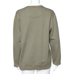 Pre Owned Kenzo Green Tiger Embroidered Cotton Knit Sweatshirt L