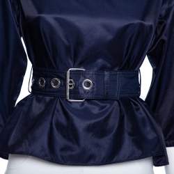 Pre Owned توب كينزو بلا أكتاف حزام قطن كحلي مقاس صغير