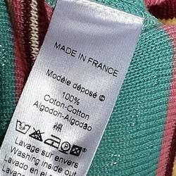 مملوكة مسبقًا Kenzo Cream Patterned Knit & Cotton Trim Detail Button Front Sweater Top XL