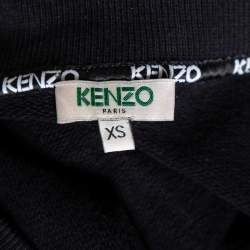Pre Owned Kenzo Black Logo Print Cotton Batwing Sleeve Sweatshirt Dress XS