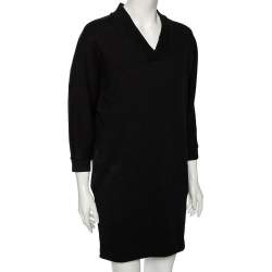 Pre Owned Kenzo Black Logo Print Cotton Batwing Sleeve Sweatshirt Dress XS