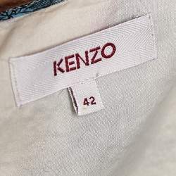 Pre Owned Kenzo Cream Floral Printed Silk Wrap Dress L