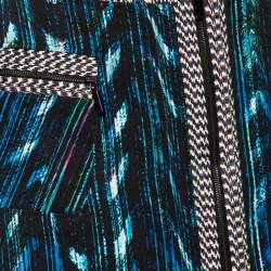 مملوكة مسبقًا تنورة كينزو ألياف صناعية زرقاء طباعة مشوهه سحاب أمامي قصيرة مقاس وسط (ميديوم)