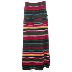 Kenzo Multicolor Striped Wool Skirt L