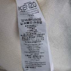 Pre Owned Kenzo Off White Cotton Knit Jumping Tiger Logo Embroidered Sweater XL