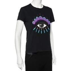 Kenzo Black Cotton Eye Printed T-Shirt M