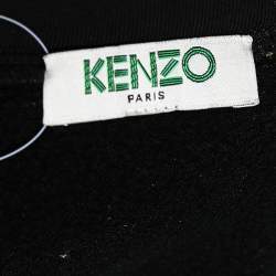 Pre Owned Kenzo Black Fleece Lined Lotus Eye Embroidered Neoprene Sweatshirt M