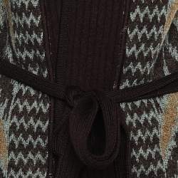 Kenzo Multicolor Wool Belted Open Front Cardigan XL