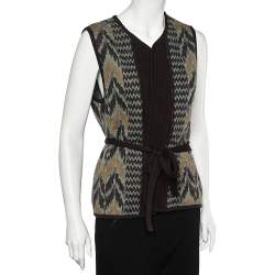 Kenzo Multicolor Wool Belted Open Front Cardigan XL