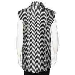 Kenzo Monochrome Patterned Jacquard Asymmetric Detail Sleeveless Jacket M
