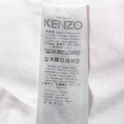 Pre Owned Kenzo Pink & White Gradient Effect Cotton Tiger Embroidered T-Shirt M