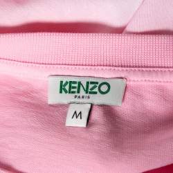 Pre Owned Kenzo Pink & White Gradient Effect Cotton Tiger Embroidered T-Shirt M
