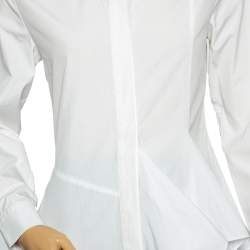 Pre Owned Kenzo White Cotton Asymmetric Hem Shirt S