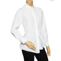 Pre Owned Kenzo White Cotton Asymmetric Hem Shirt S