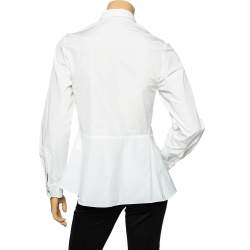 Pre Owned Kenzo White Cotton Asymmetric Hem Shirt S