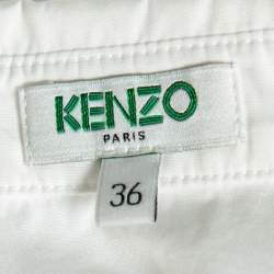 Pre Owned Kenzo White Cotton Asymmetric Hem Shirt S