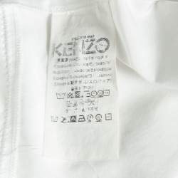 Pre Owned Kenzo White Cotton Asymmetric Hem Shirt S