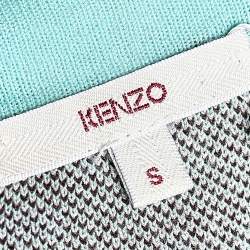 Kenzo Off White Circle Patterned Cotton Knit Shift Dress S