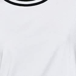 Pre Owned Kenzo White Logo Cotton Printed Sleeve Round Neck T-Shirt L