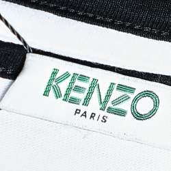 Pre Owned Kenzo White Logo Cotton Printed Sleeve Round Neck T-Shirt L