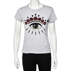 Kenzo Grey Eye Printed Cotton Knit Crewneck T Shirt S Kenzo TLC