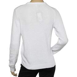 Pre Owned Kenzo White Cotton Knit Tiger Logo Detail Sweatshirt M